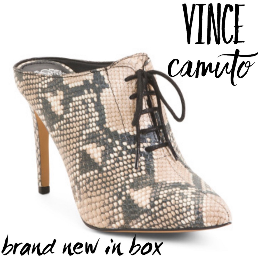🆕NWT Vince Camuto Lace Up Vamp Snakeskin Mules